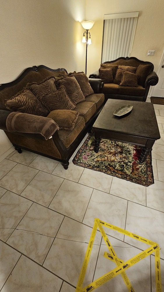 Key Town Truffle Sofa Love Seat & Coffee Table