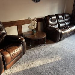 Raymour & Flanigan Leather Sofa Set