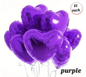 Heart Foil Balloons. Purple Balloons. Globos De Corazon Morado 18 Inch Balloon.  Anniversary. Birthday. Decorations