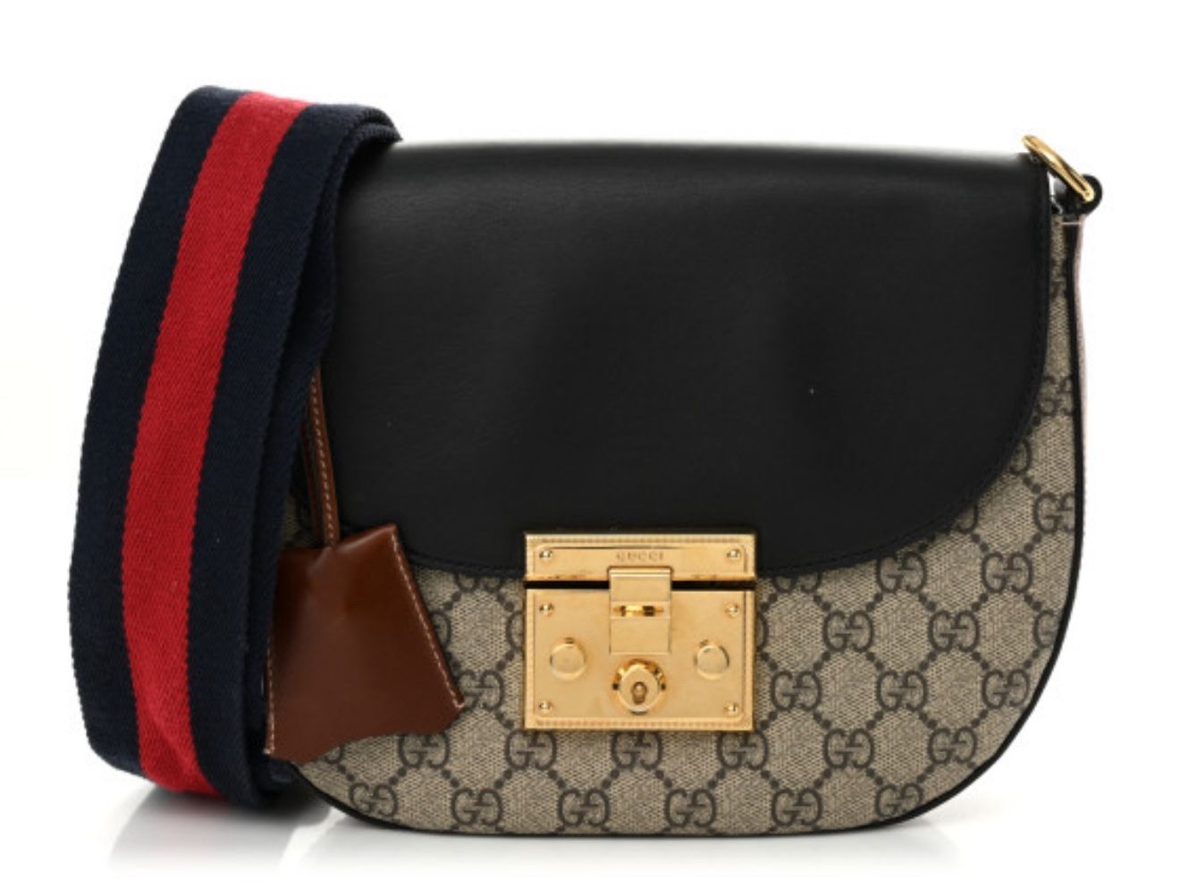 Gucci Padlock Saddle Shoulder Bag GG Coated Canvas and Leather Medium