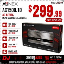 Aunex AC Series AC1500.1D Mono Subwoofer Amplifier 1500 RMS 3000 Watts Max Bass Knob Included 🚨 Payment Options Available 🚨 No Credit Needed 🚨