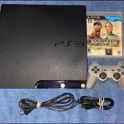 SONY PLAYSTATION 3 PS3 SLIM CONSOLE WITH VIDEO GAME & CONTROLLER