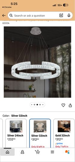 32" Silver Crystal LED Chandelier
