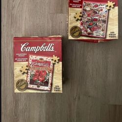2 UNOPENED, VINTAGE CAMPBELL’S SOUP PUZZLES - NEW - BOXES DENTED. 