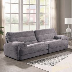 Corduroy Loveseat Gray Color - Free Delivery ✅ Modern Loveseat 