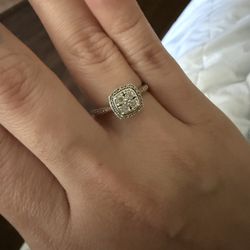 Silver Halo Ring Engagement/ Gift