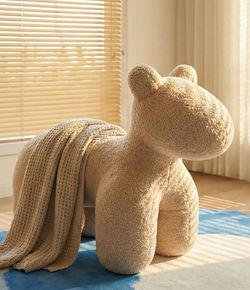 44" Plush Beige Teddy Bear Fabric Pony Chair [NEW]  **Retails for $439  