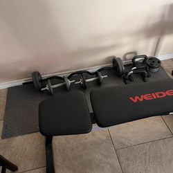 Adjustable Bench And Various Weights 