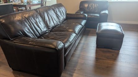 3-Piece Leather Living Room Set - No Tears/Cuts