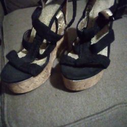 Sheikh Black Strap Wedge Size 10