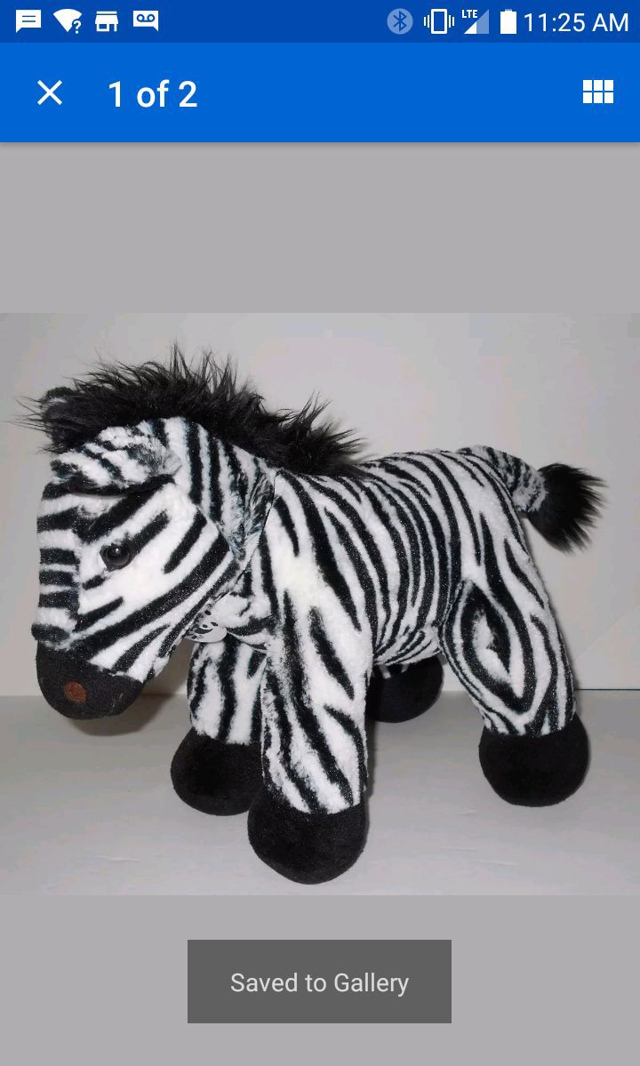 Zebra retired Build a bear animal stuffed plush toy