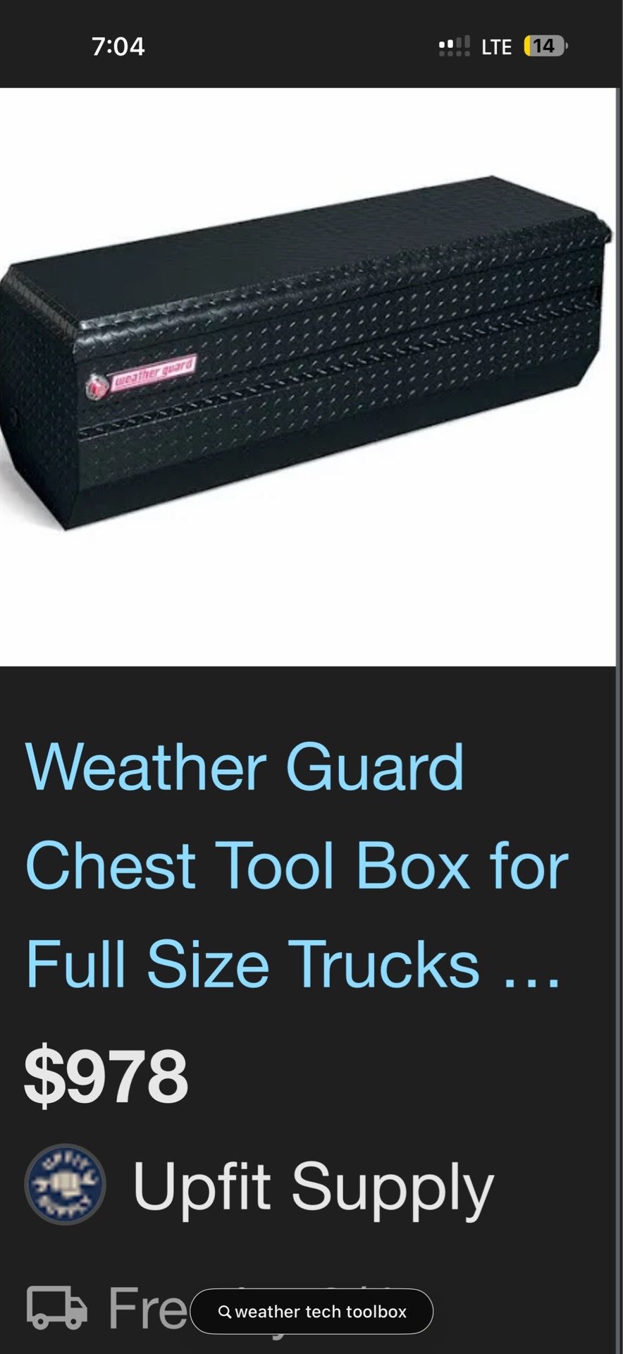 Weather guard full size tool box