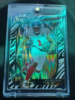 2024 Panini Select - Club Level Malik Nabers #220 Zebra Shock Prizm (RC)