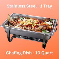 1 Tray, 10-Quart Stainless Steel Chafing Dish for Buffet, Brand New