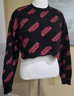 ❤️🖤❤️STRANGER THINGS CROPPED SWEATSHIRT Sz Small 