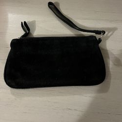 Anne Taylor Genuine leather black wristlet purse 