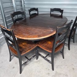 Oval Wood Dining Table with 6 Chairs