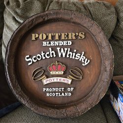 Vintage Potter's Scotch Whiskey Barrel Sign