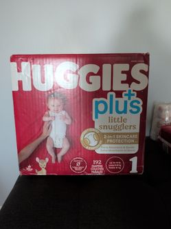 Unopened Huggies diapers (size 1)