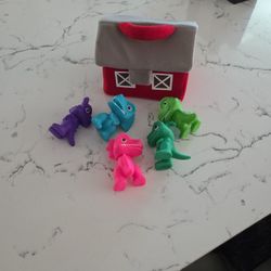 Barn With Rubber Dinosaurs See Description