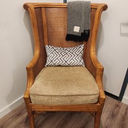 Vintage Bamboo Weave Cane Chair