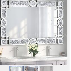 ENENE Crystal Crush Diamond Wall Mirror 46.5''x30.5''