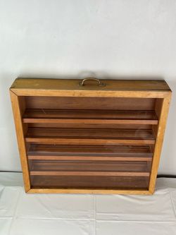 Handmade Heavy-Duty Wood Collection Display Shelf w/ Sliding Front