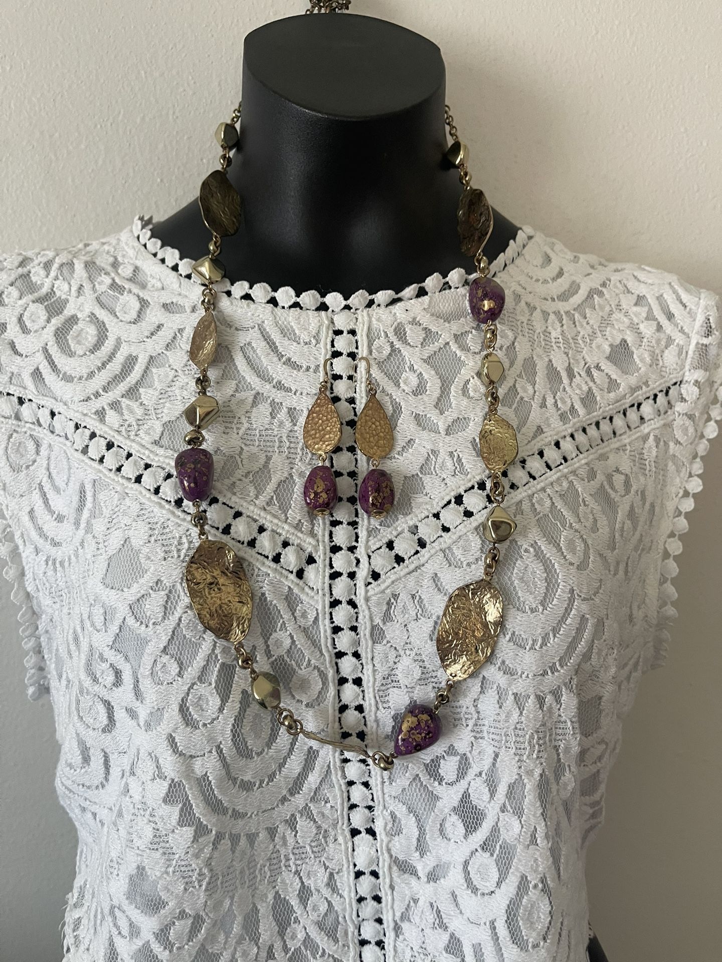 Gold-tone Necklace + Earring Bundle