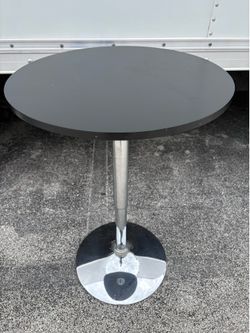 Adjustable Height Pub Table - Round Black Bar Bistro Pedestal Stand H28_36”, Diameter ~24”