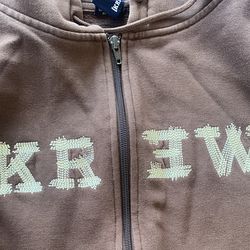KREW Brown Zip Hoodie with Pockets. Size L.