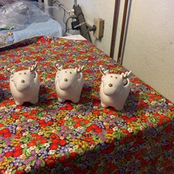 3 Ceramic Reindeer Pots