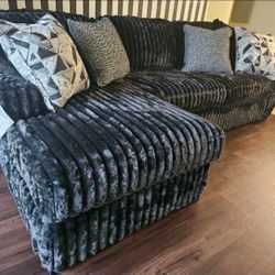 Black Midnight Madness Sectional Brand New 