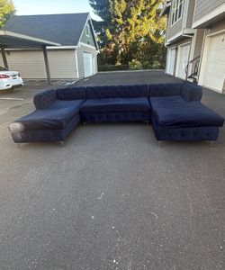 Midnight blue velvet sectional