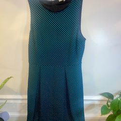 41 Hawthorn Stitch Fix Fit Flare Dress Size S Teal Blue Black Polka Dot…(#19)