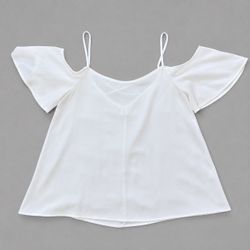 BP. Women’s White Cold Shoulder Blouse Size XS Strappy Back Flutter Sleeve Top