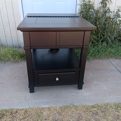 Single Black End Table or Oversized Nightstand with media plugin's