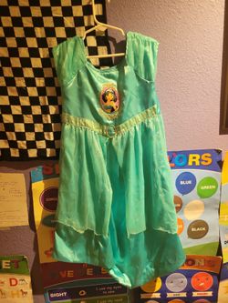 Disney Princess Jasmine Costume Dress – Size 4 (Up to 104cm) Sparkly Teal Dress Up