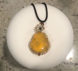 Natrural yellow jade big Buddha pendant