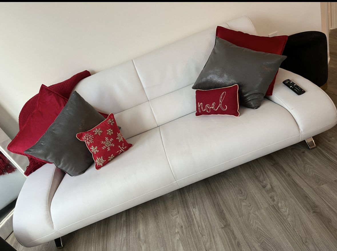 Leather White Sofa Minor Damage 