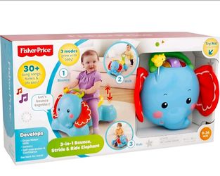 Fisher-Price 3-in-1 Bounce, Stride and Ride Elephant NEW