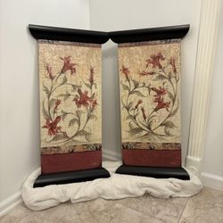 $30 TODAY, Large Floral Wall Art Set (2) – 43” Panels. MUST GO
