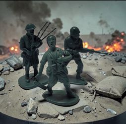 (Lot Of 3) 2" Green Army Men Infantrymen Bagpipe Player Plastic Toy Soldiers (3). Excellent Condition. These figures are classic plastic toy soldiers,