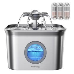 Brand New Stainless Steel Cat Water Fountain for Drinking with 3 Filters, 2.8L Auto Pet Drinking Fountain for Cats with 20dB Ultra-Quiet Pump