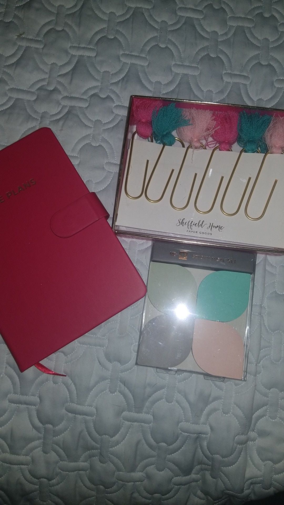 New planner desk gift lot office whimsical paper clips planner and sticky notes
