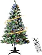 Christmas Tree with Light 6FT Pre-Lighted Christmas Tree Rotatable Christmas Tree with 886 Branch Tips11 LED Light Color Changing Modes