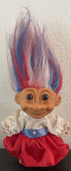 Vintage Red White And Blue Russ Troll Doll USA