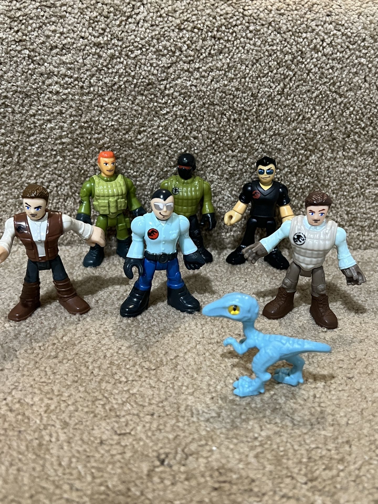 Imaginext Jurassic Park World lot of 7 Blue Raptor dinosaur Owen