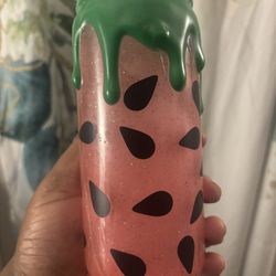 Watermelon inspired snow Globe glow Tumbler