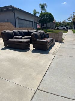 Real leather sectional