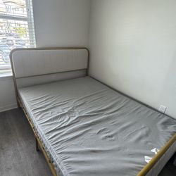 Gold And White Bed Frame/Headboard